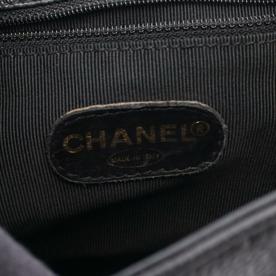 香奈兒 (CHANEL) 三重 COCO 標誌雙肩包，黑色小牛皮，二手，金色五金-3