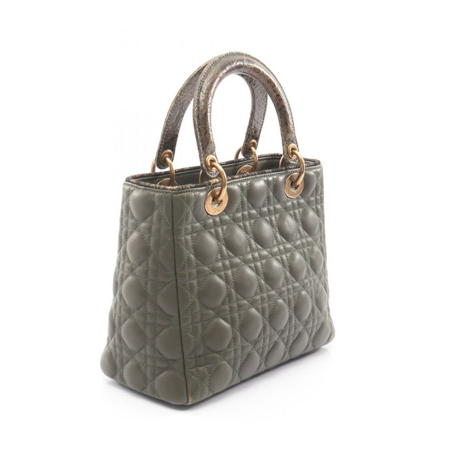 迪奧 (Dior) LADY DIOR 克里斯汀迪奧 (Christian Dior) 手提包,皮革材質,異國風情皮革,卡其色,二手女款-1