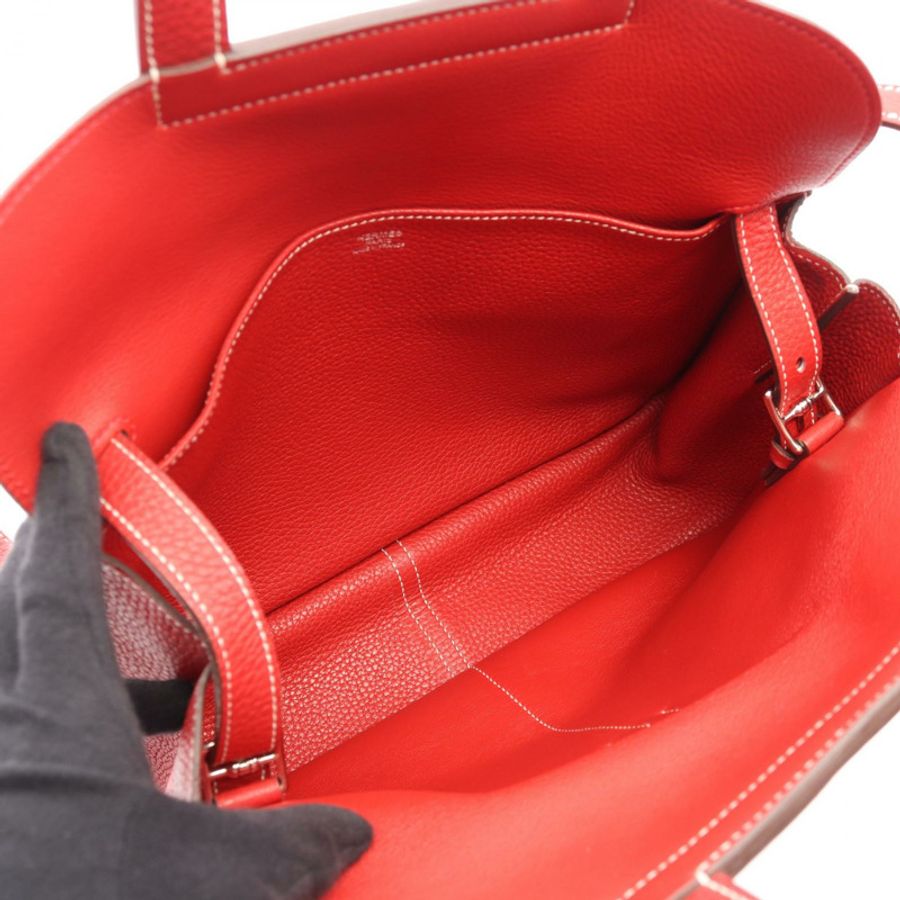 愛馬仕 Halzan 31 斜背包 X Taurillon Clemence Rouge tomate 二手 SHW-2