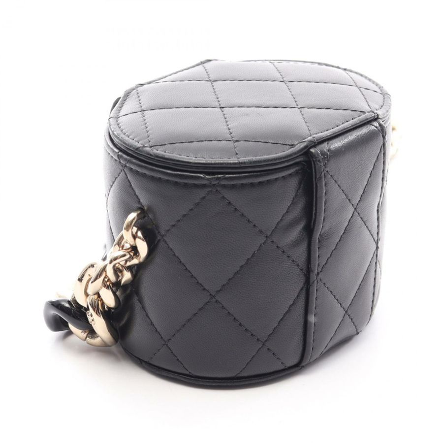 香奈兒 (CHANEL) Matelasse Mini Vanity 鏈條斜背包,羊皮材質,黑色,金色五金-1