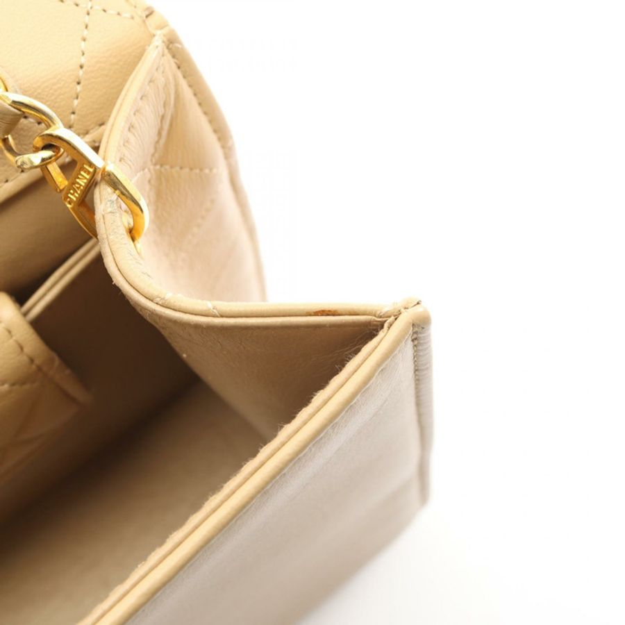 香奈兒 (CHANEL) Matelasse Vintage Chain Shoulder Crossbody Bag Lamb leather Beige Used CC-6