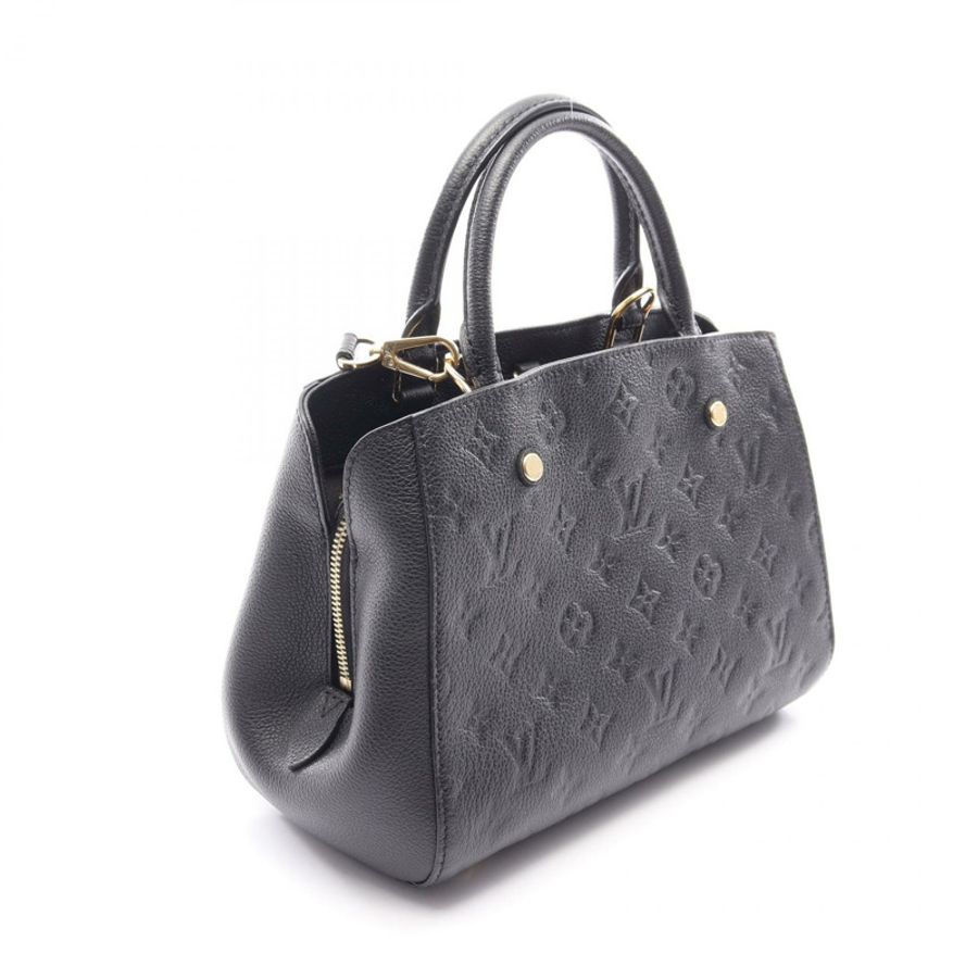LOUIS VUITTON Montaigne BB 斜背包手提包 M41053 Monogram empreinte Noir 二手-1