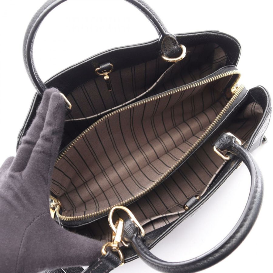 LOUIS VUITTON Montaigne BB 斜背包手提包 M41053 Monogram empreinte Noir 二手-2