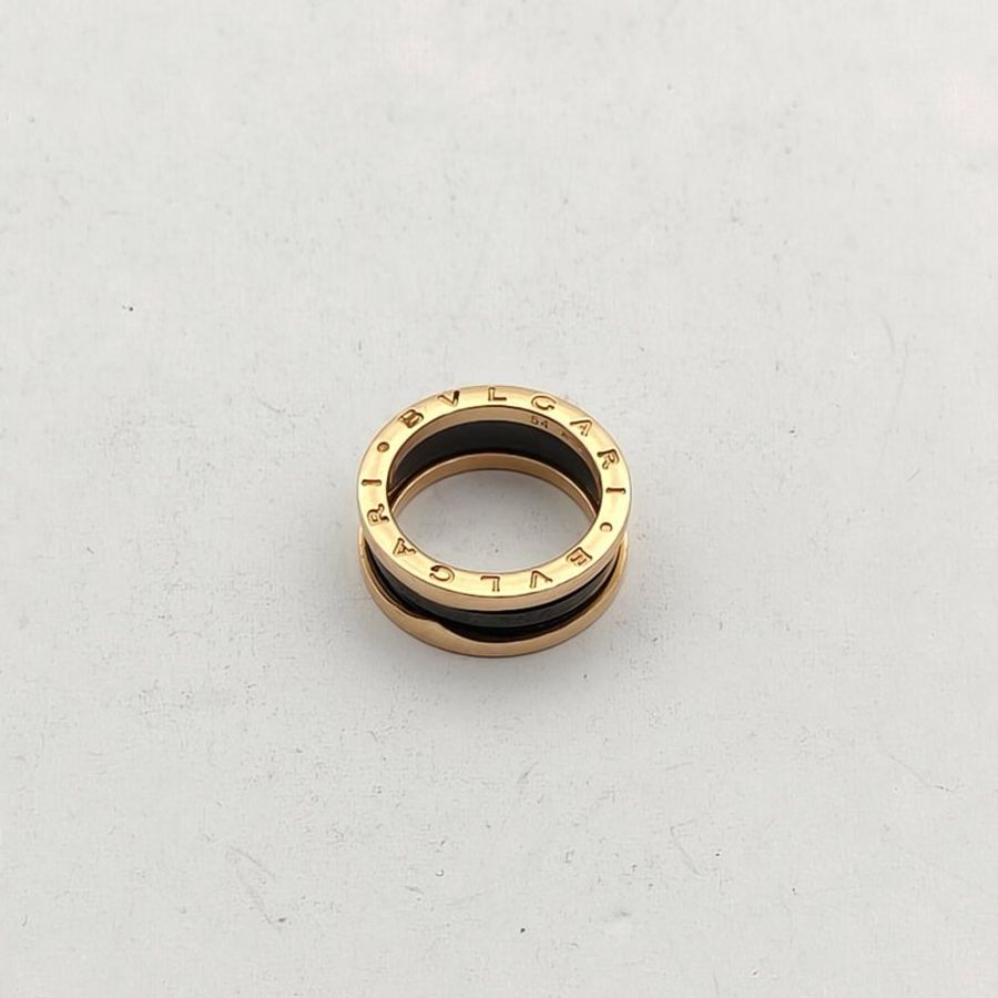 BVLGARI 18K玫瑰金黑陶瓷B.ZERO1彈簧戒指兩圈-2