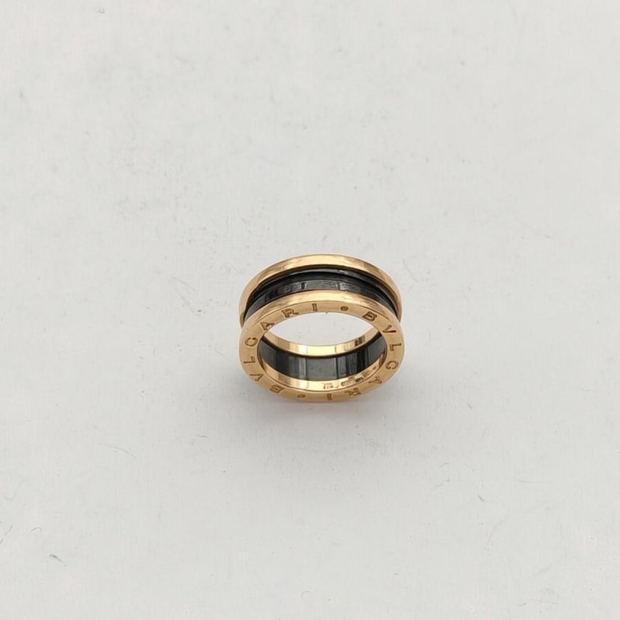 BVLGARI 18K玫瑰金黑陶瓷B.ZERO1彈簧戒指兩圈-4