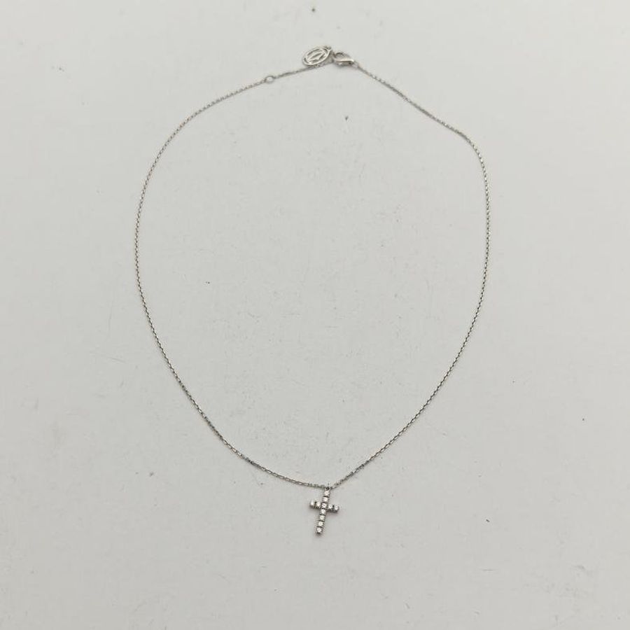 CARTIER 18K白金鑽石Symbol系列十字架項鏈小號-2