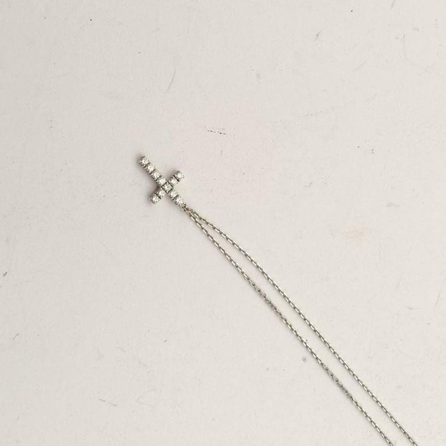 CARTIER 18K白金鑽石Symbol系列十字架項鏈小號-3
