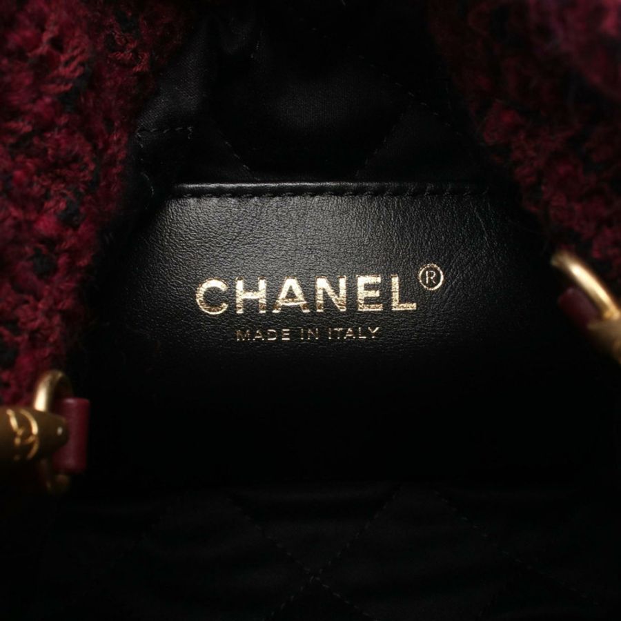 香奈兒 (CHANEL) 22 迷你鏈條肩背包 AS3980 織物皮革 波爾多紅 二手 金色五金-3