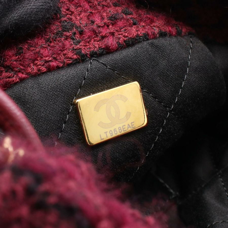 香奈兒 (CHANEL) 22 迷你鏈條肩背包 AS3980 織物皮革 波爾多紅 二手 金色五金-4
