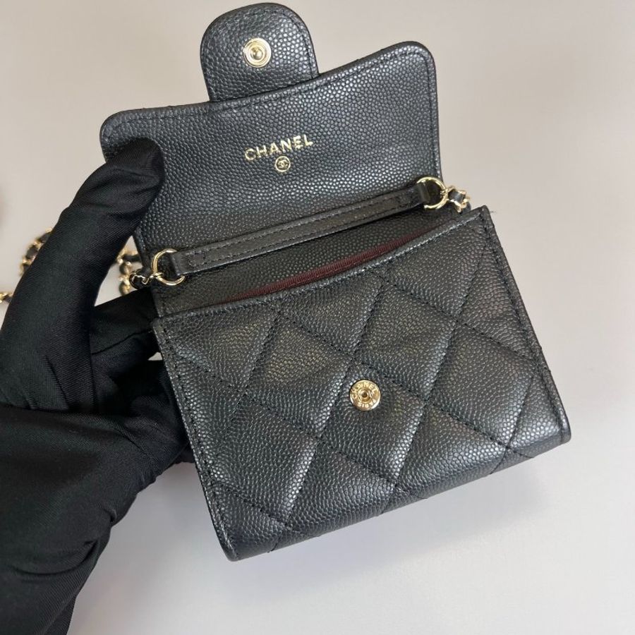 CHANEL 風琴鍊包荔枝黑淡金 28開-4