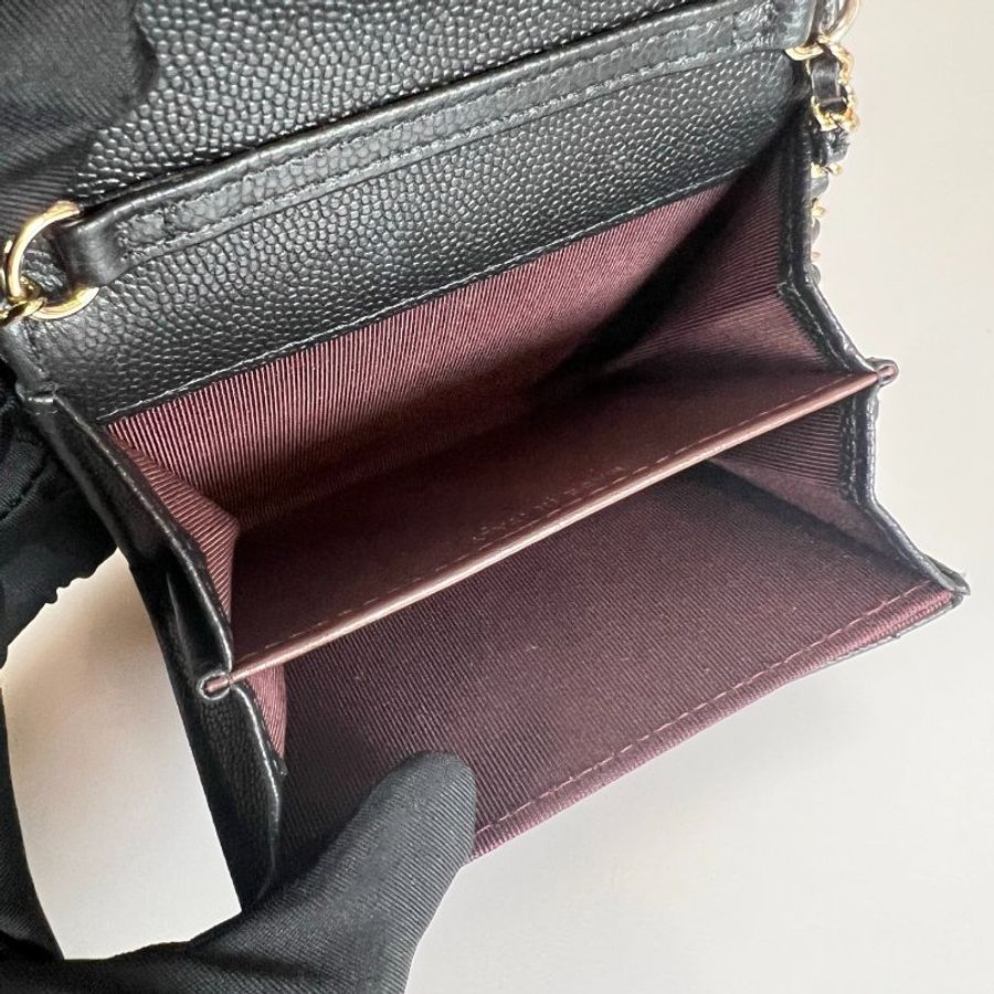 CHANEL 風琴鍊包荔枝黑淡金 28開-5