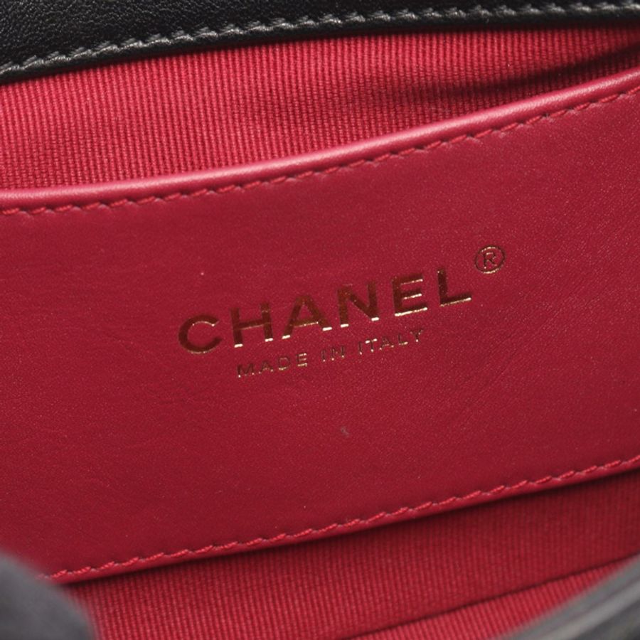 香奈兒 (CHANEL) 絎縫鏈條斜挎單肩包，黑色皮革，二手，女士，金色五金-3