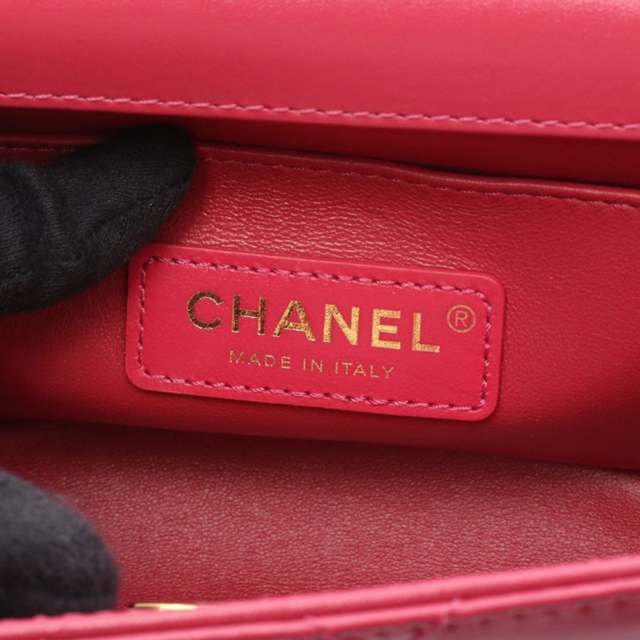 香奈兒 (CHANEL) 絎縫小號翻蓋鏈肩背包 AS2649 皮革 粉紅色 二手 金色五金-3