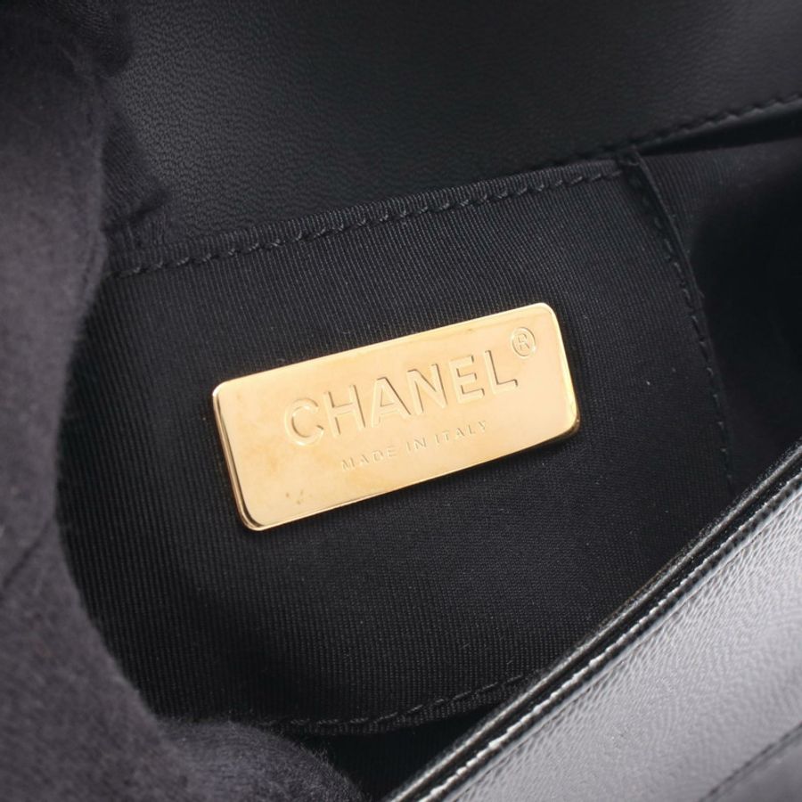 香奈兒 (CHANEL) 絎縫迷你鏈條肩背包,黑色真皮,二手,女士,金色五金-3