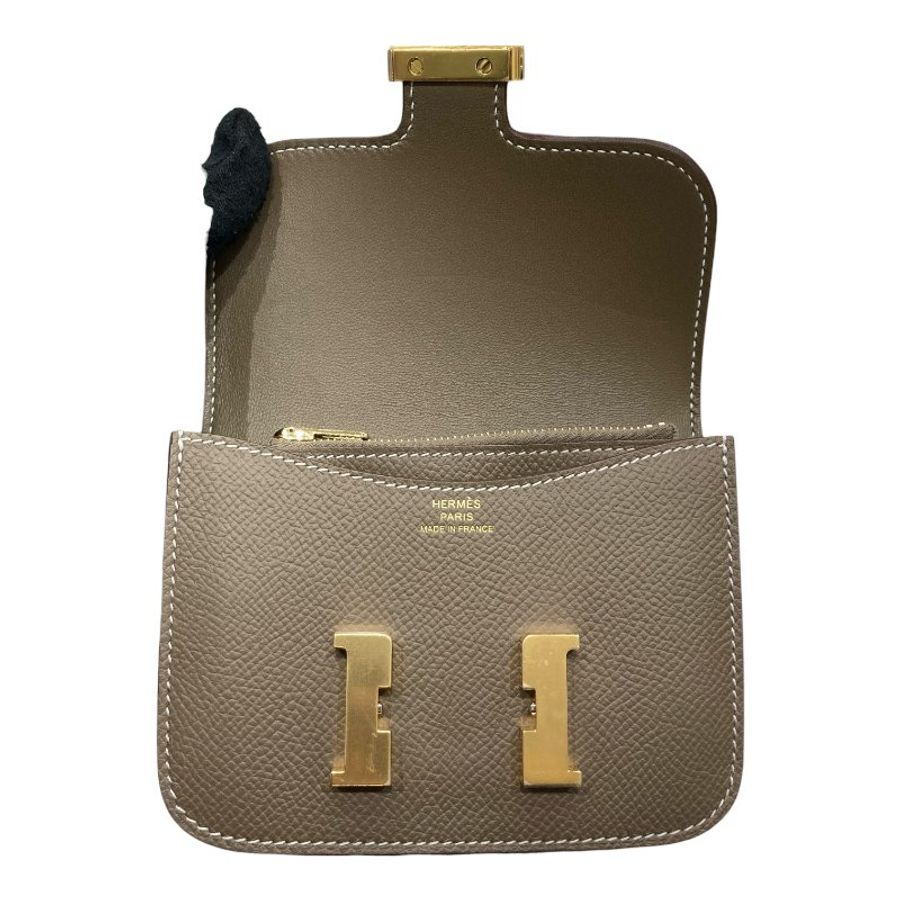 HERMES 愛馬仕 PFEUILLE CONSTANCE SLIM BICO 大象灰 金釦-8