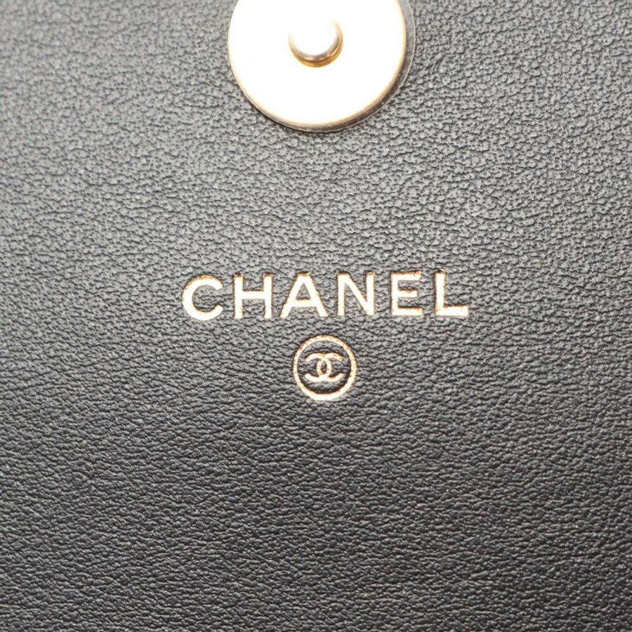 香奈兒 (CHANEL) 絎縫鏈條肩背斜背包 AP2814 皮革 黑色 二手 金色五金-3