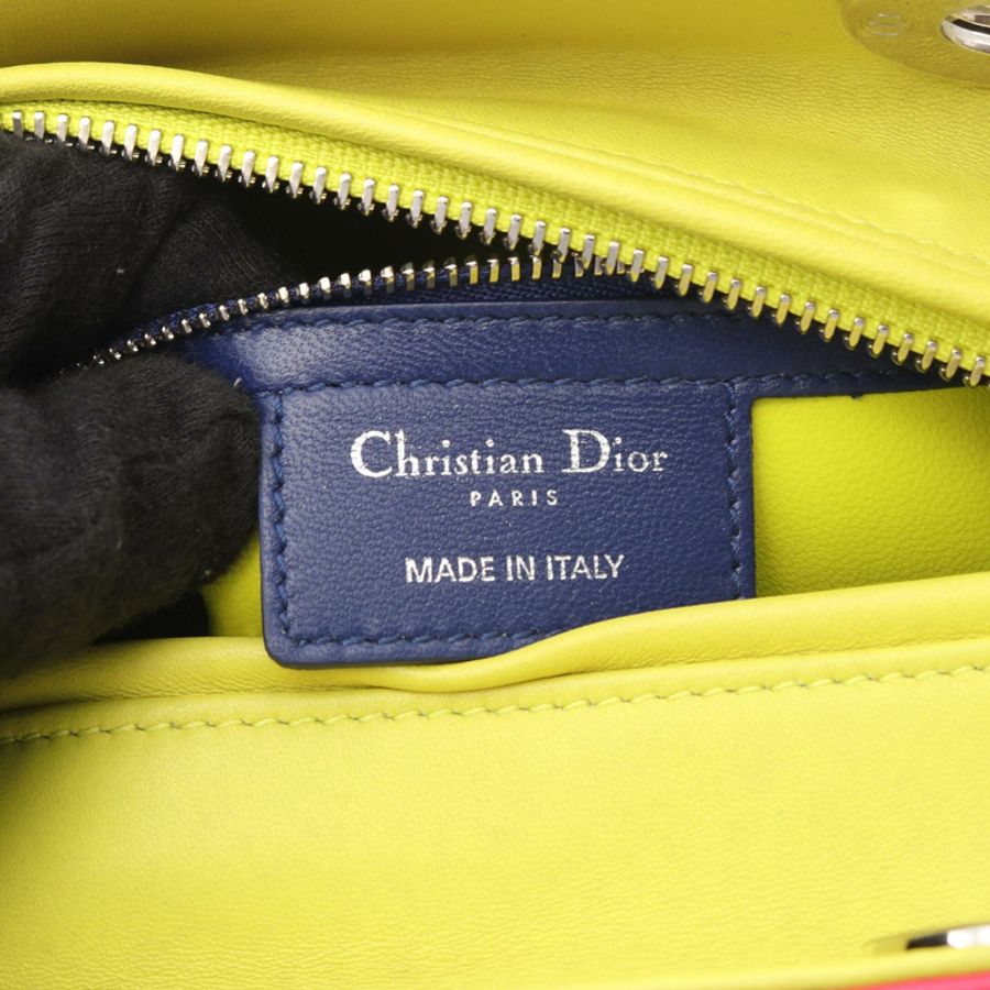 Christian Dior LADY DIOR Cannage 肩背手提包,羊皮材質,粉紅色、藍色、黃色-3
