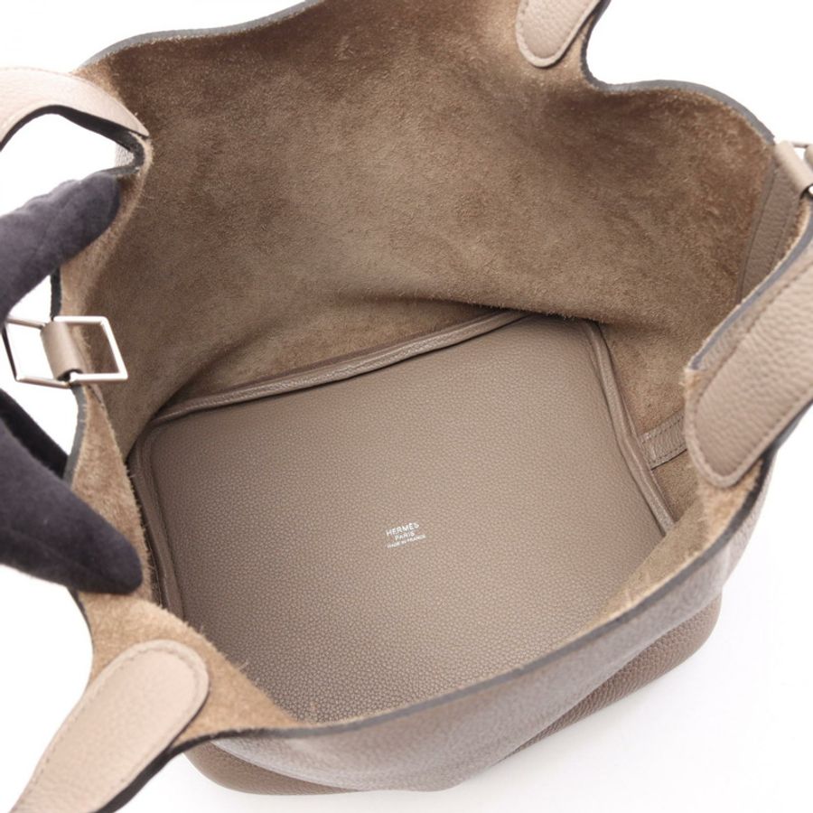 HERMES Picotin Lock 中型托特包 手提包 D Taurillon Clemence Gris 托特勒 SHW-2