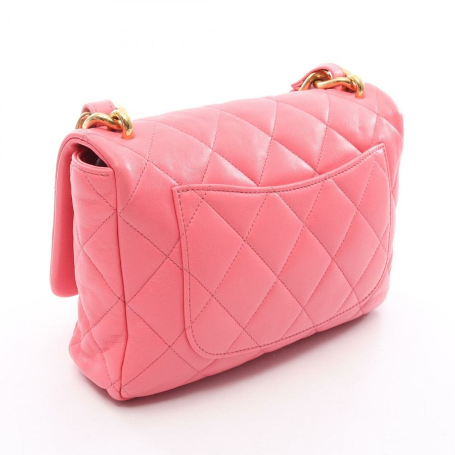 香奈兒 (CHANEL) 大號翻蓋絎縫鏈條肩背包 AS3215 粉紅皮革金色五金二手-1