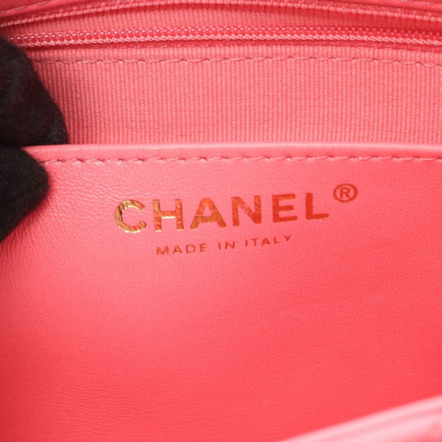 香奈兒 (CHANEL) 大號翻蓋絎縫鏈條肩背包 AS3215 粉紅皮革金色五金二手-3