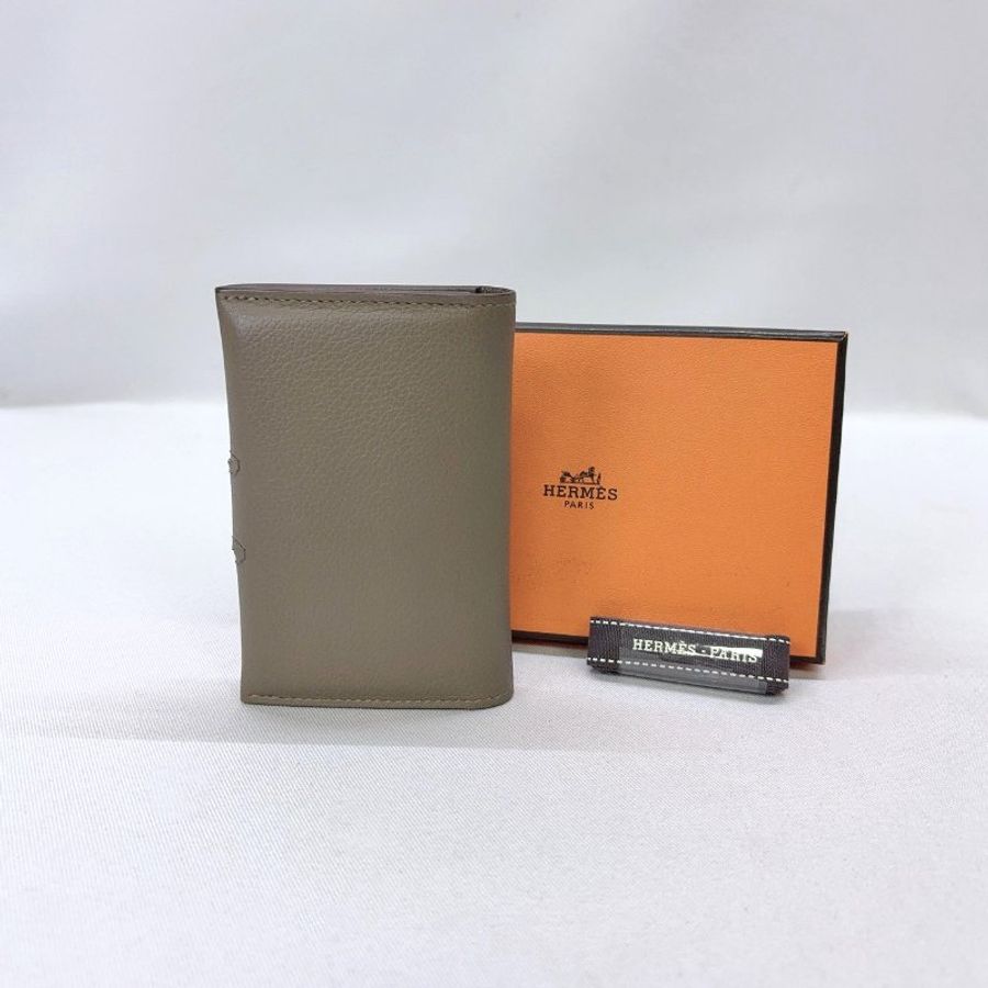 HERMES R.M.S小牛皮大象灰卡夾-1