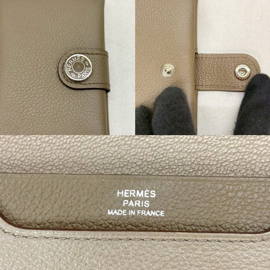 HERMES R.M.S小牛皮大象灰卡夾-6