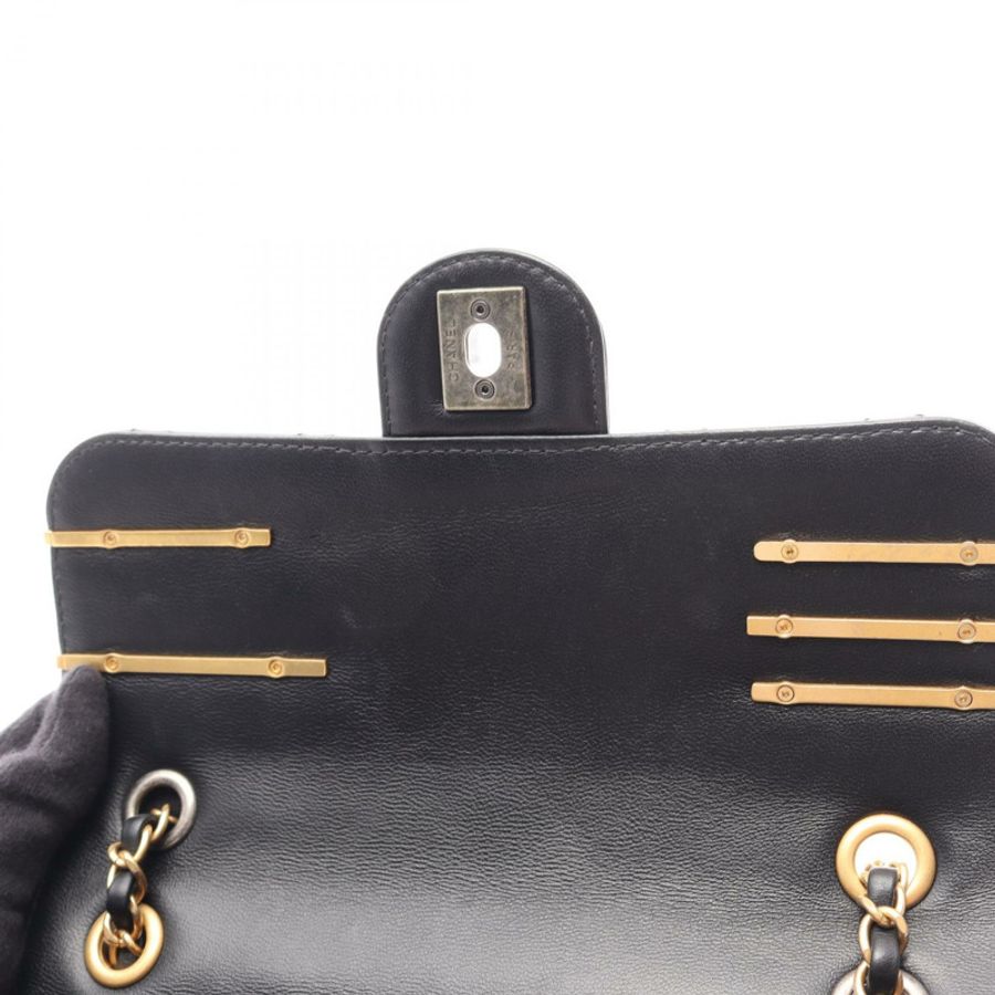 香奈兒 (CHANEL) Matelasse 雙色鏈條肩背包 AS2978 羊皮黑色雙C標誌-6