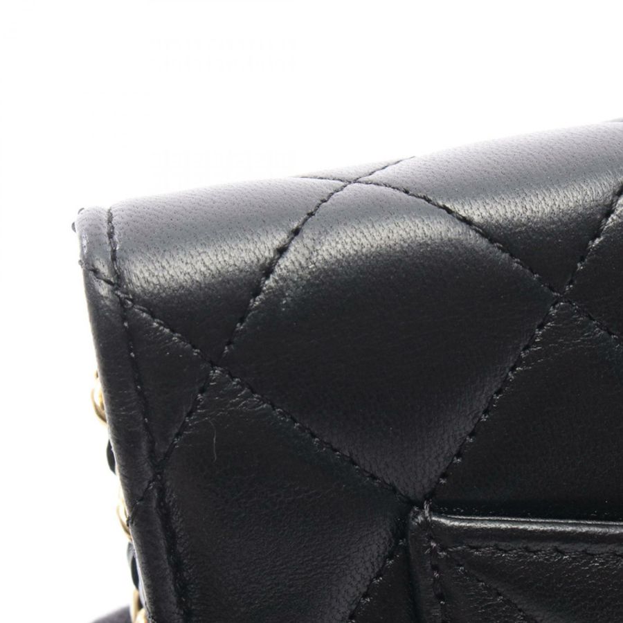 香奈兒 (CHANEL) 絎縫鏈條單肩包，羊皮材質，黑色，金色五金，二手女款-9