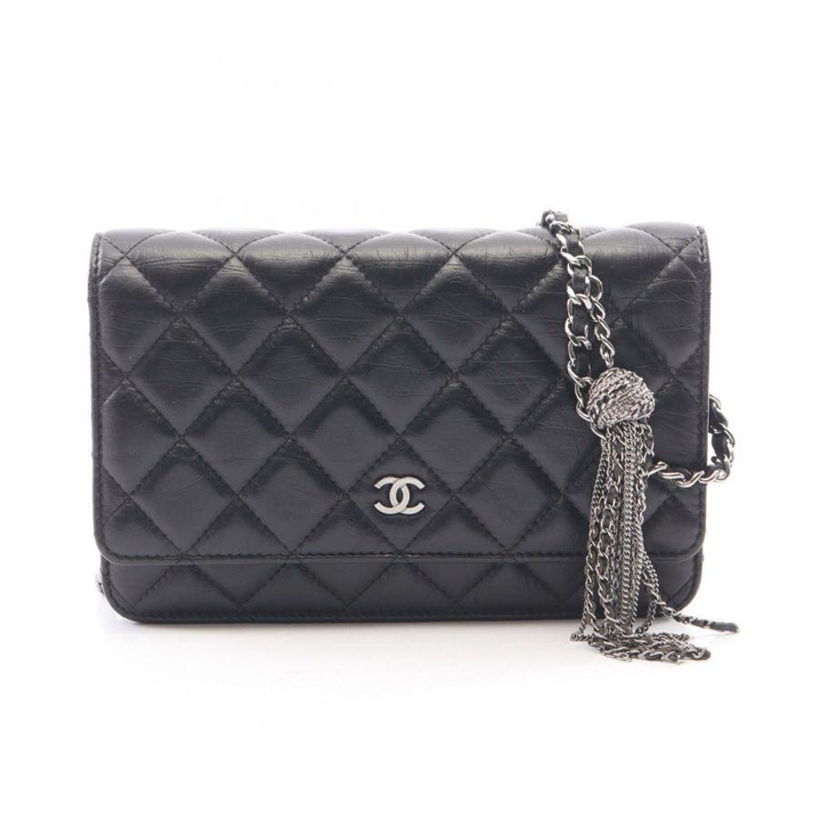 香奈兒 (CHANEL) Matelasse Chain 肩背包,黑色皮革,SHW 五金,二手女款-0