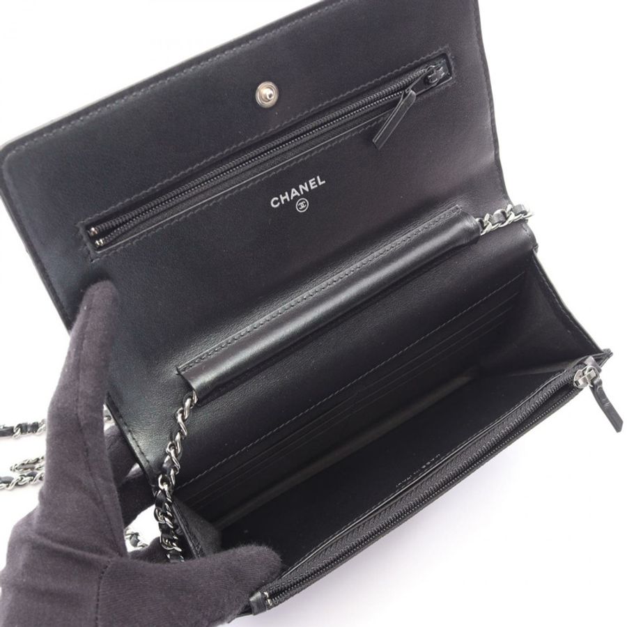 香奈兒 (CHANEL) Matelasse Chain 肩背包，黑色皮革，SHW 五金，二手女款-2