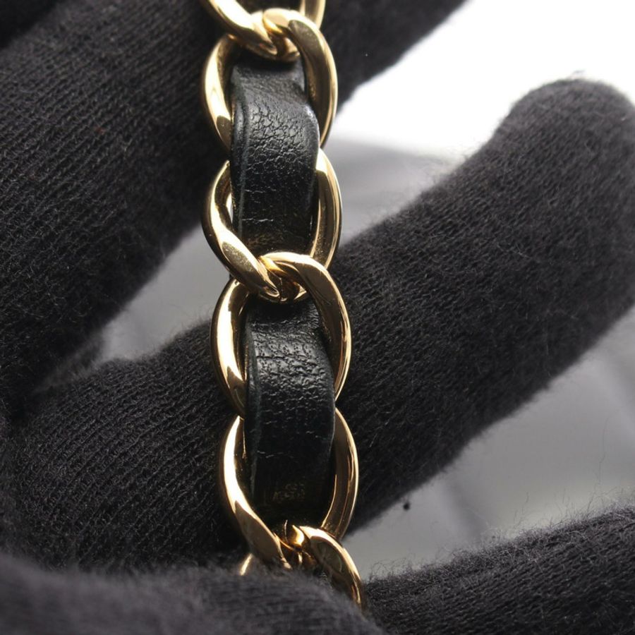 香奈兒 (CHANEL) Matelasse 雙蓋鏈條肩背包 A01112 羊皮黑色金色五金二手-11