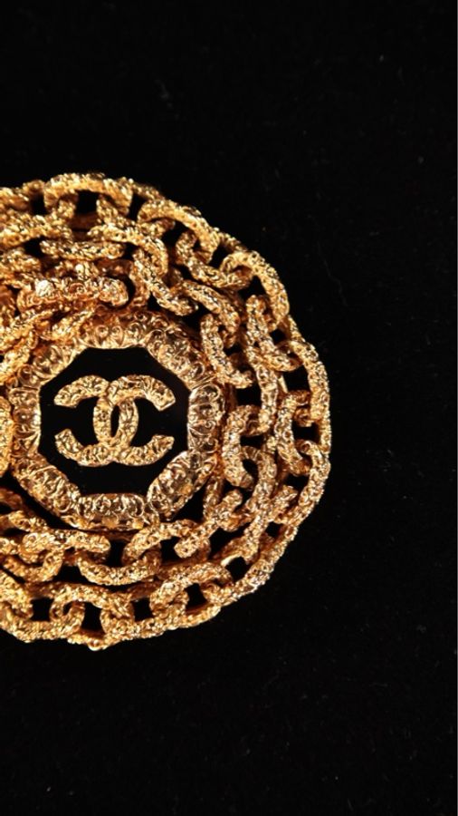 Chanel 03年素金八角镜雕花熔岩cc项链-14