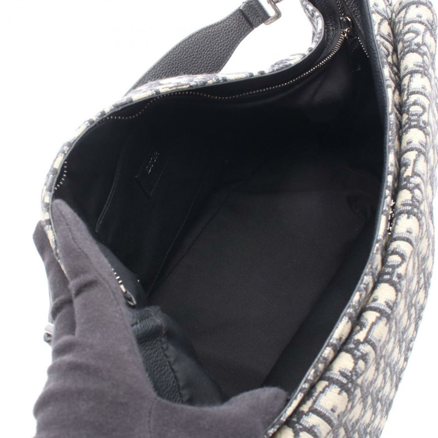 Dior SADDLE Oblique 2-Way Saddle 單肩包，帆布皮革，海軍藍/米色，二手-2