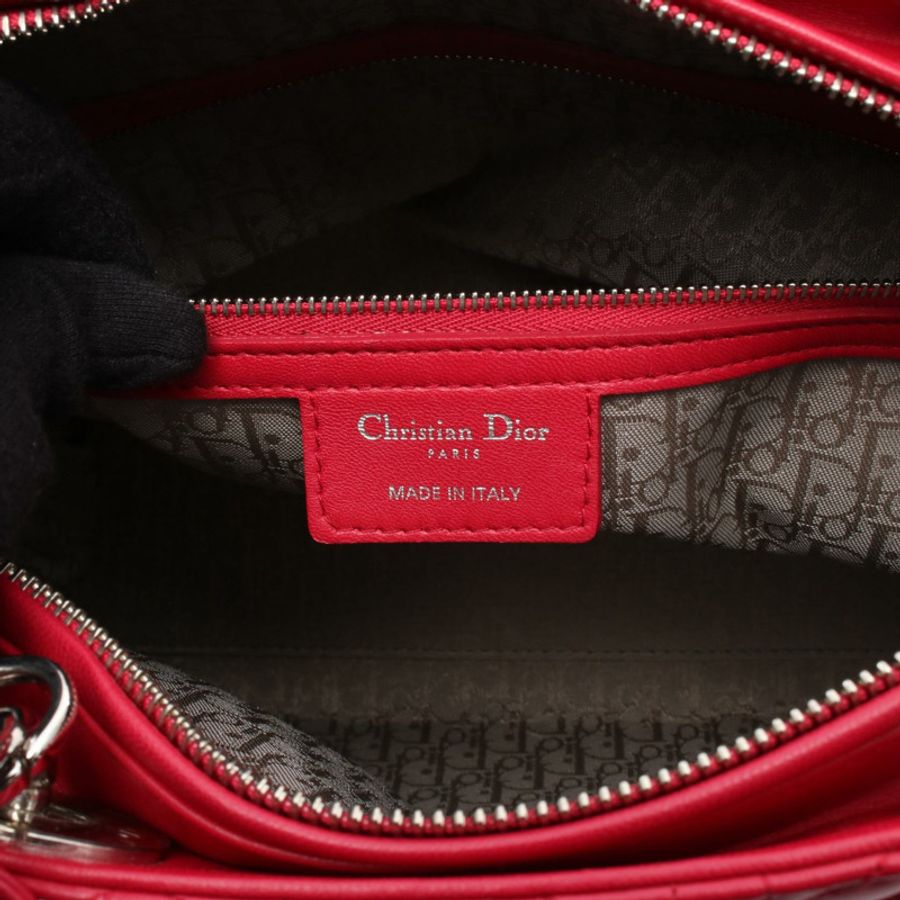 Christian Dior Lady Dior 大背包，粉紅色皮革，SHW 五金配件，二手女款-3