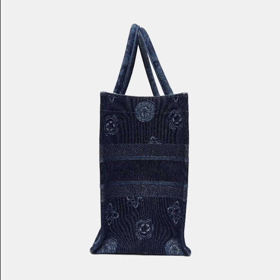 DIOR Book Tote 小號 藍色牛仔布刺繡手提包-1