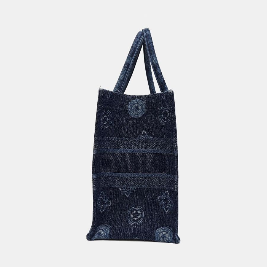 DIOR Book Tote 小號 藍色牛仔布刺繡手提包-2