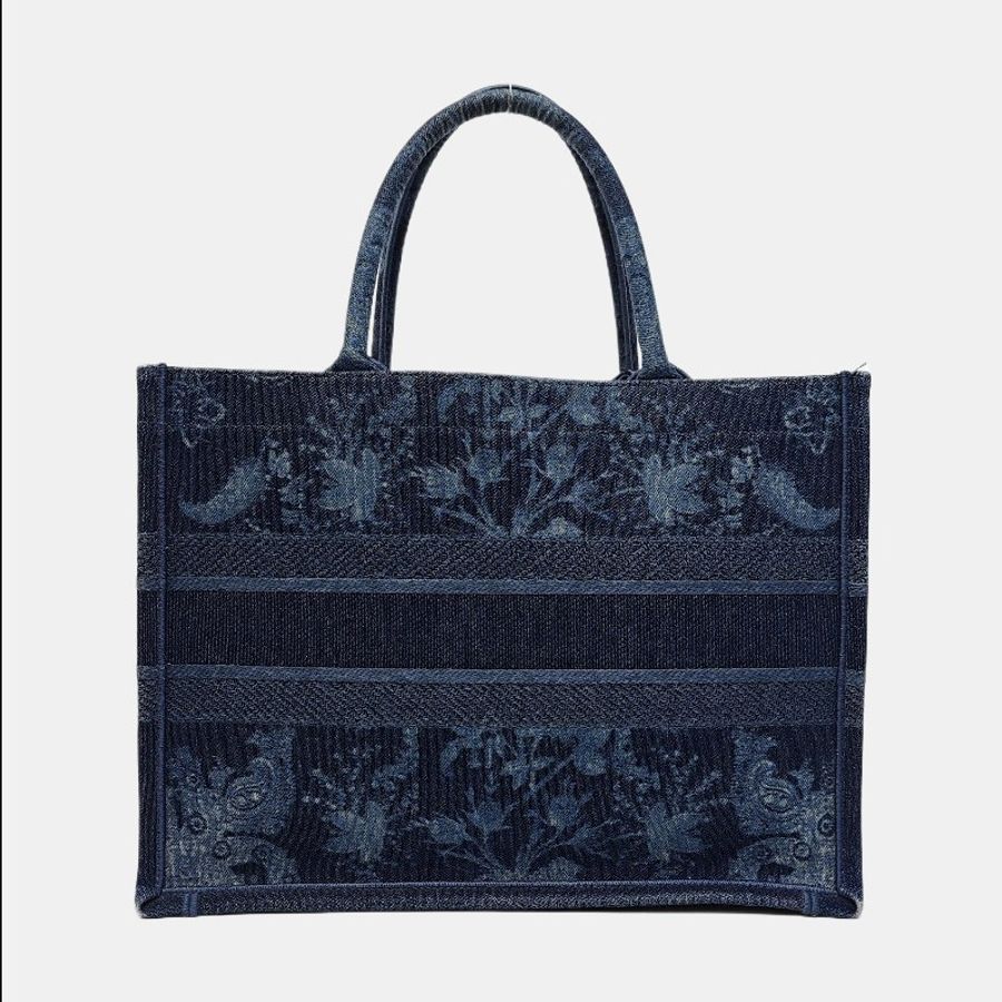 DIOR Book Tote 小號 藍色牛仔布刺繡手提包-3