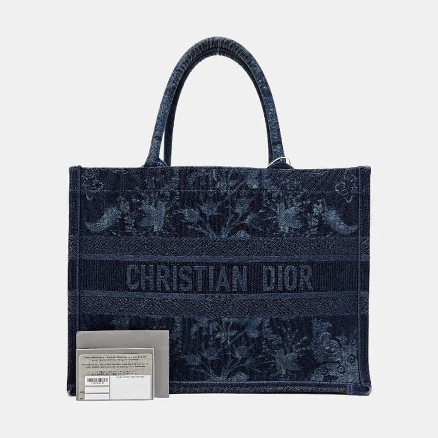 DIOR Book Tote 小號 藍色牛仔布刺繡手提包-6