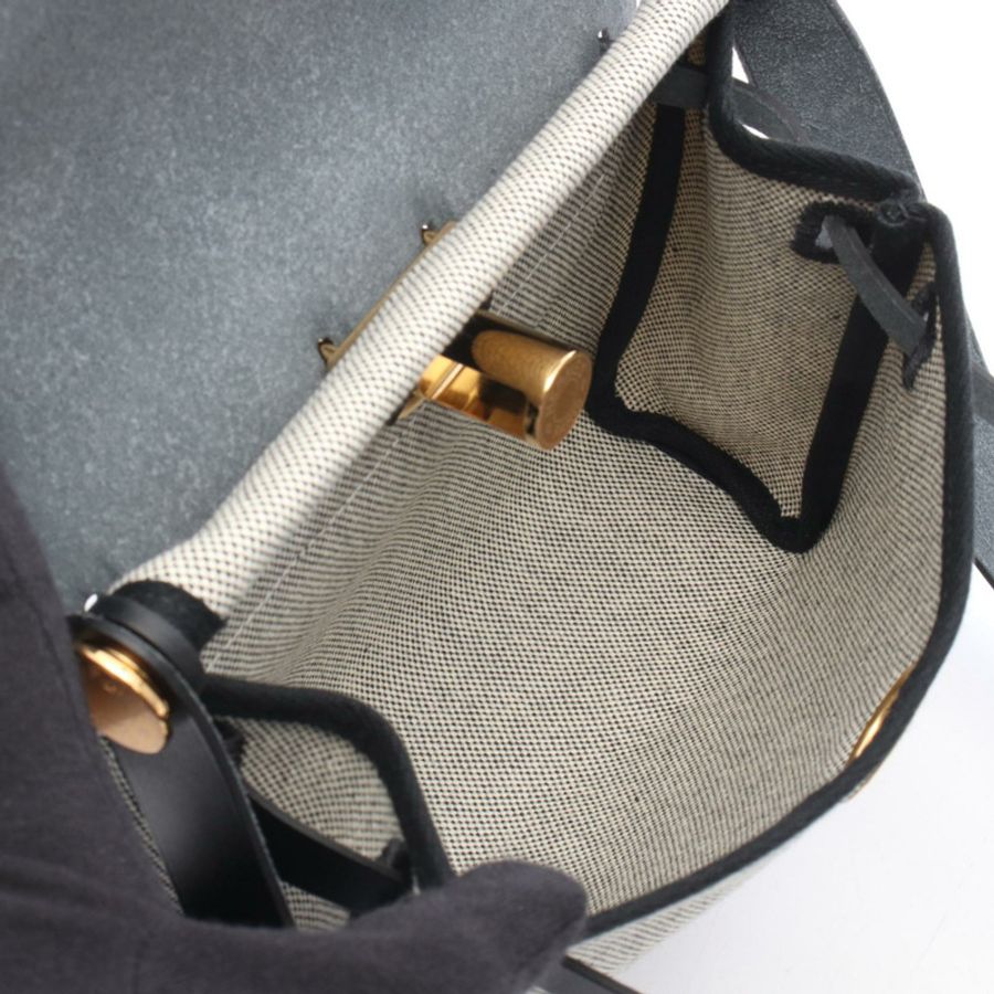 愛馬仕 Herbag Zip 迷你肩斜背包,帆布皮革,灰色,金色五金-2