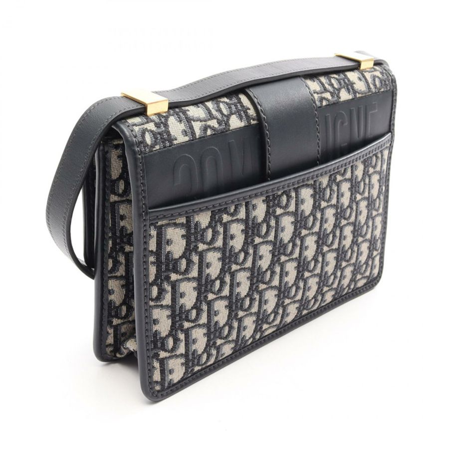 Dior 30 MONTAIGNE Oblique 肩背包 M9203UMOS 帆布皮革 米色 海軍藍 二手 女士-1