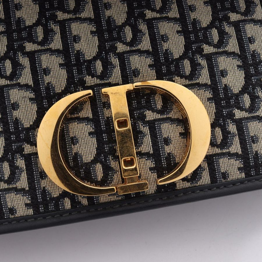 Dior 30 MONTAIGNE Oblique 肩背包 M9203UMOS 帆布皮革 米色 海軍藍 二手 女士-5