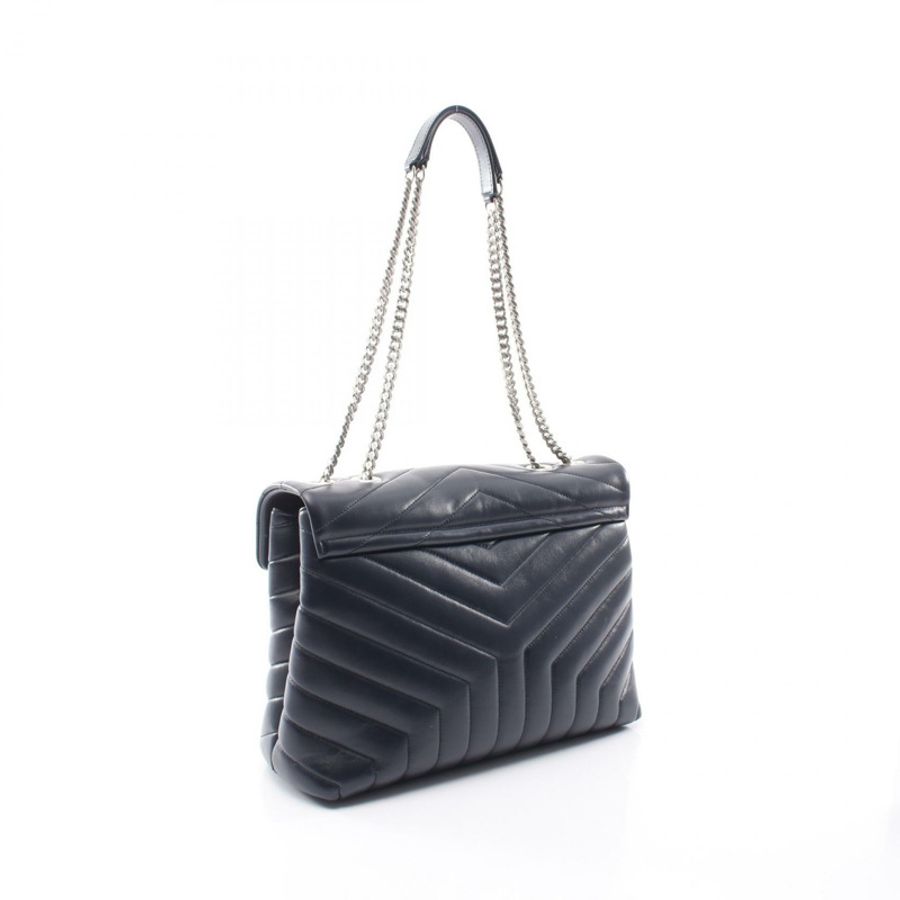 SAINT LAURENT PARIS Lulu 中型單肩包,海軍藍皮革,二手女士-1