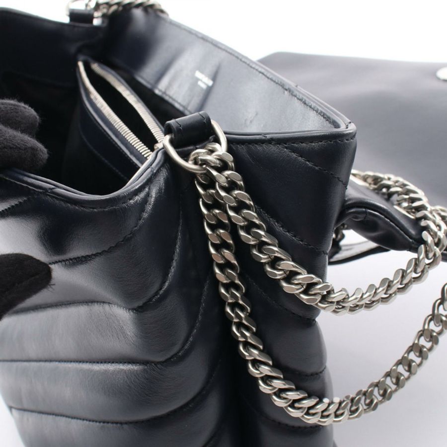 SAINT LAURENT PARIS Lulu 中型單肩包,海軍藍皮革,二手女士-5