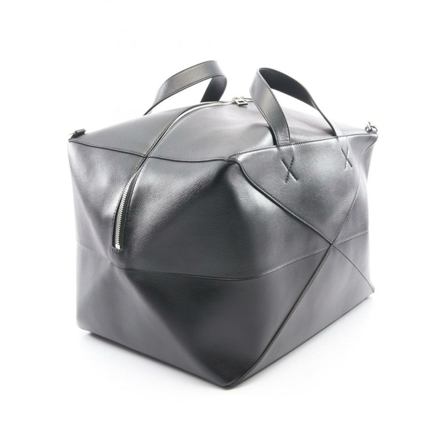 LOEWE Puzzle Fold Duffle 2WAY Boston 手提包,黑色皮革,二手,男女通用-1