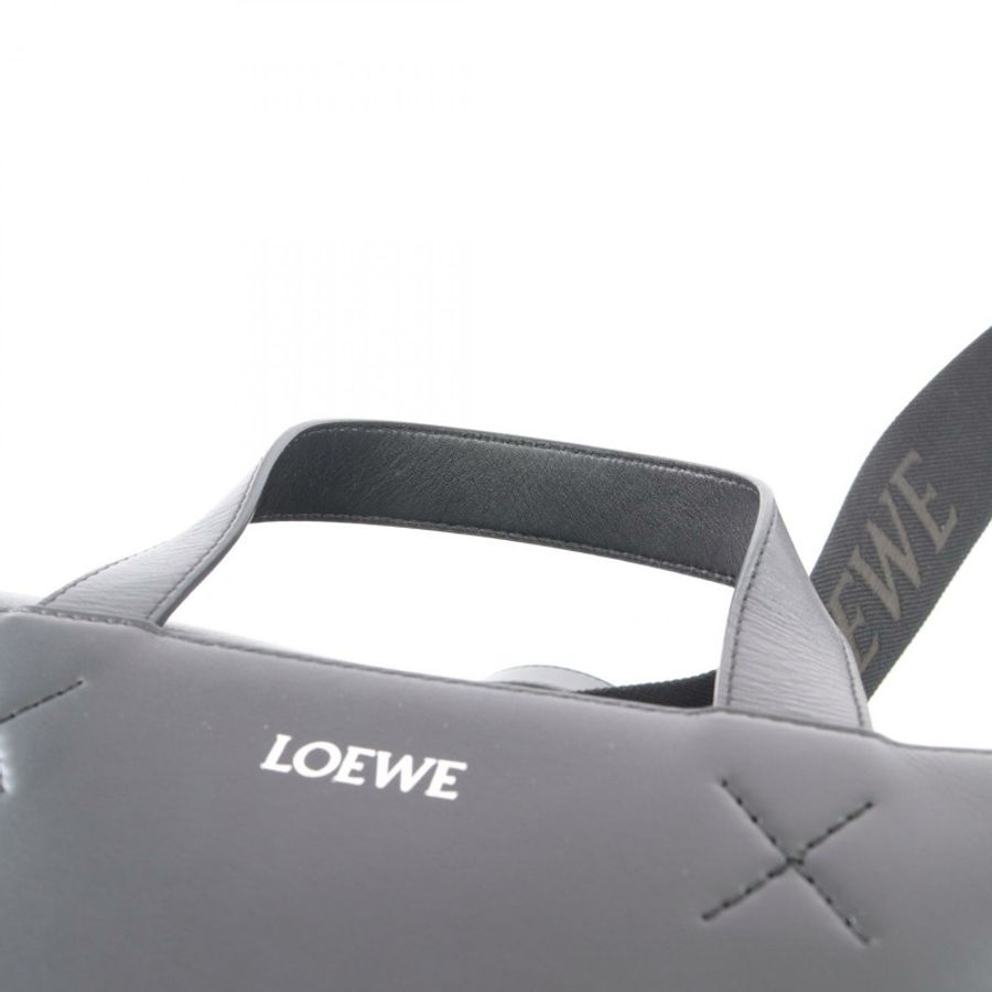 LOEWE Puzzle Fold Duffle 2WAY Boston 手提包,黑色皮革,二手,男女通用-7