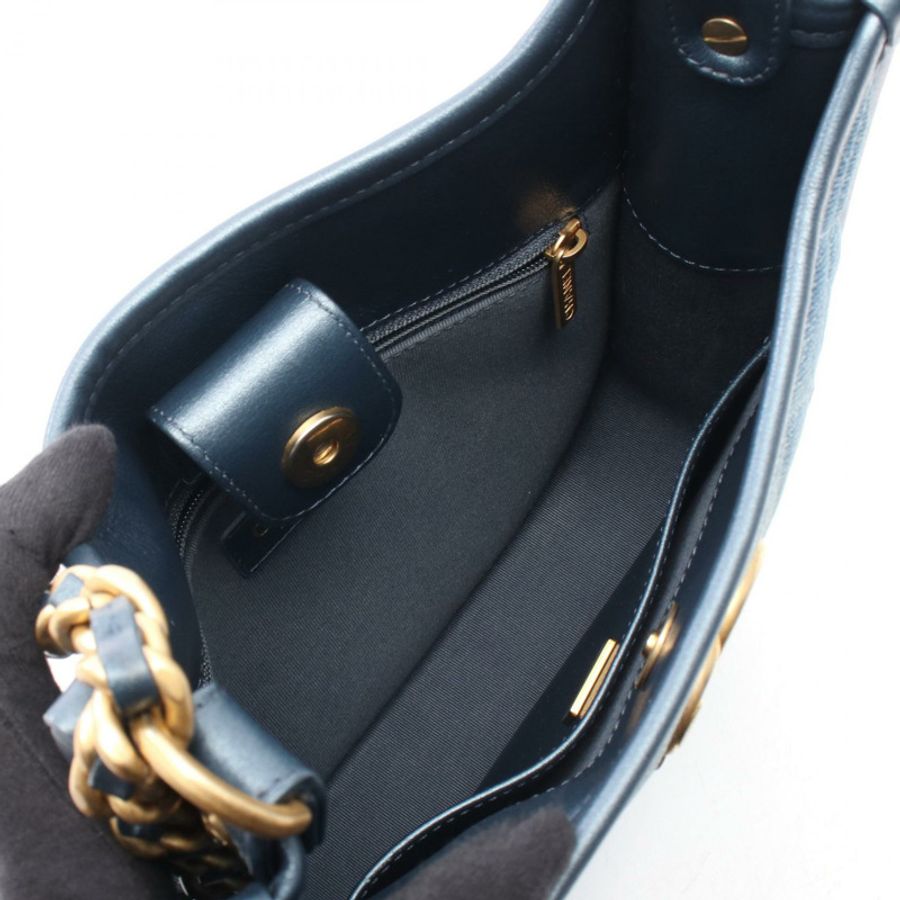 香奈兒 (CHANEL) 絎縫 Hobo 鏈條肩背包 AS4532 牛仔布藍色金色五金 二手 CC-2