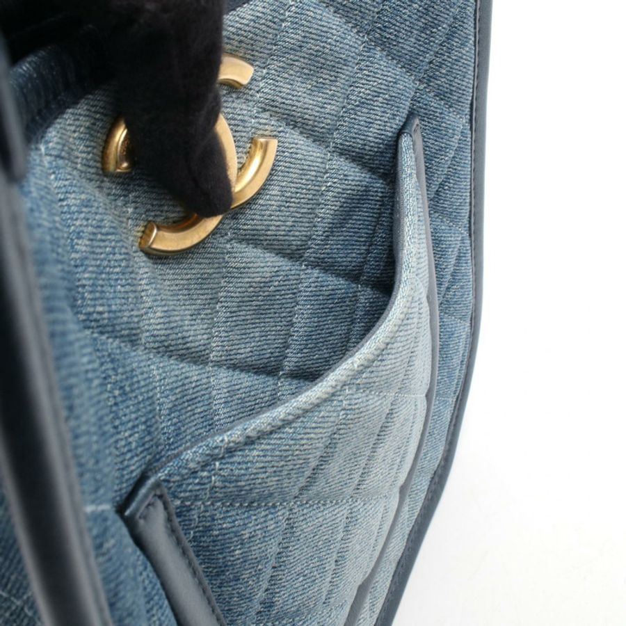 香奈兒 (CHANEL) 絎縫 Hobo 鏈條肩背包 AS4532 牛仔布藍色金色五金 二手 CC-5