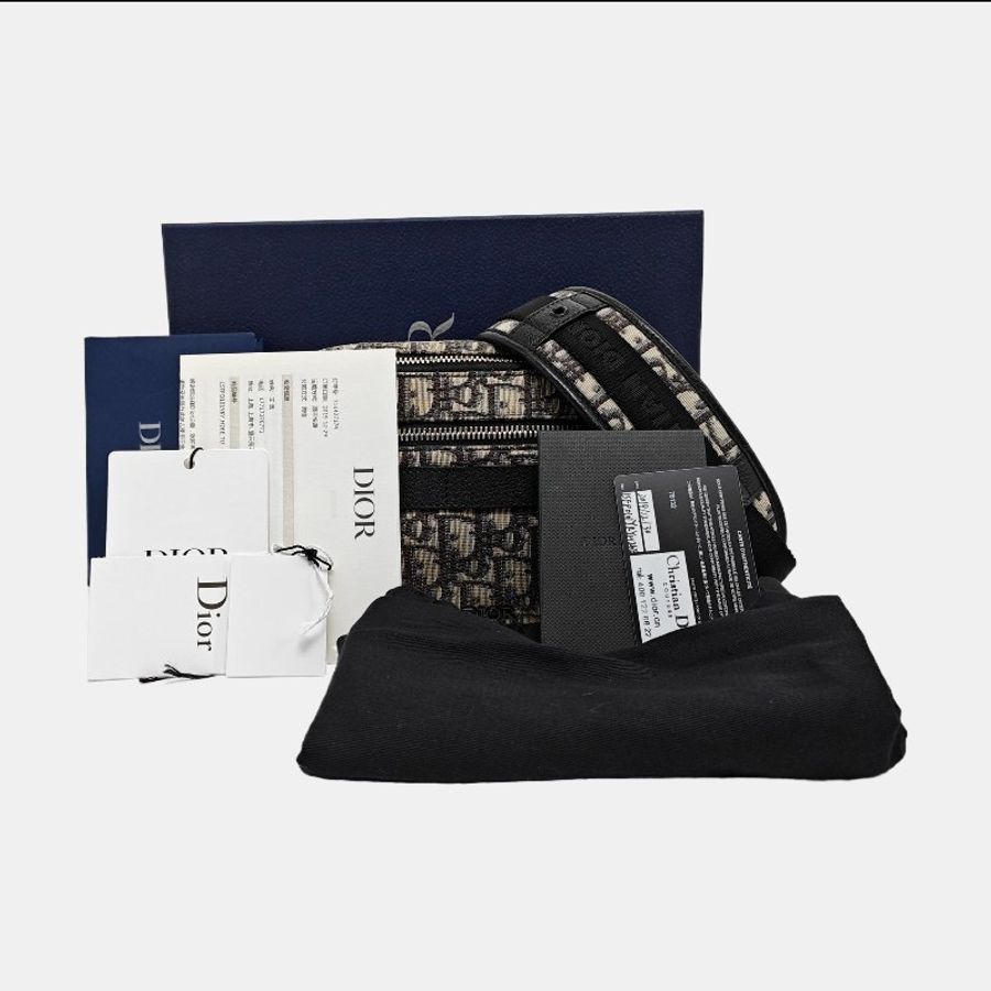【大全套】DIOR Safari 藍色帆布老花單肩包 銀色五金-6