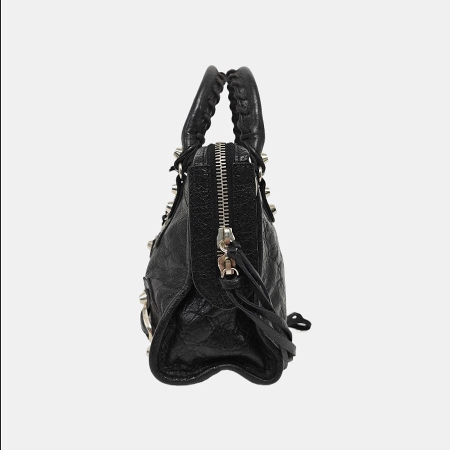 BALENCIAGA Classic City 迷你黑色羊皮機車包-1