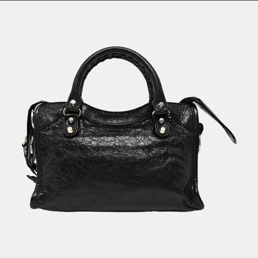 BALENCIAGA Classic City 迷你黑色羊皮機車包-3